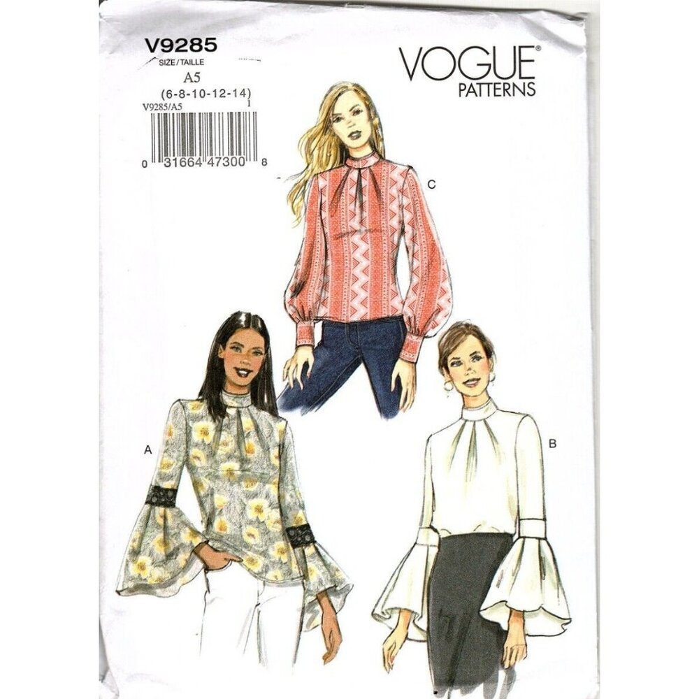 Vogue Patterns V9285 Misses 6 to 14 Blouse Uncut Sewing Pattern